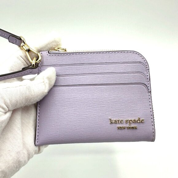 Kate Spade KI663 Devin Coin Card Case Wristlet Lavender Cream Saffiano Leather - Picture 9 of 15